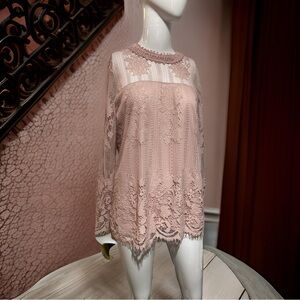 Ultra Pink Lace Blouse in Blush Pink